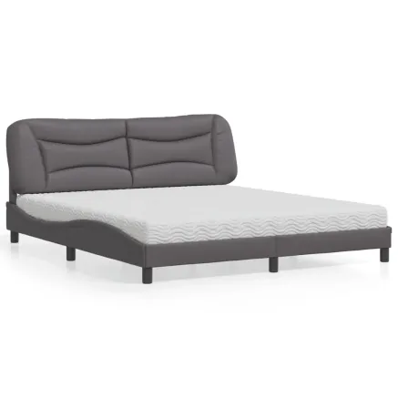 Lit avec matelas Hvar gris 180x200 cm similicuir