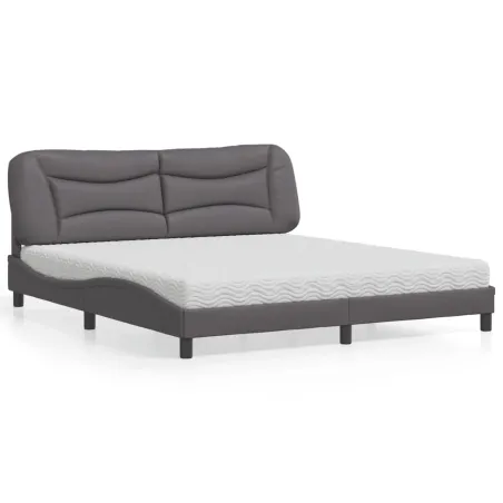 Lit avec matelas Hvar gris 180x200 cm similicuir