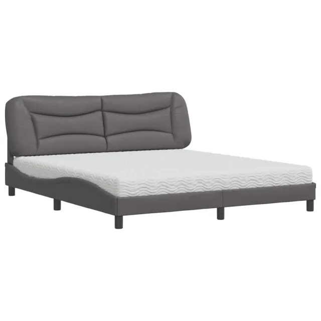Lit avec matelas Hvar gris 180x200 cm similicuir