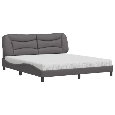 Lit avec matelas Hvar gris 180x200 cm similicuir