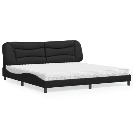 Lit avec matelas Hvar noir 200x200 cm similicuir