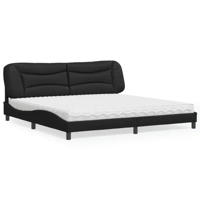 Lit avec matelas Hvar noir 200x200 cm similicuir