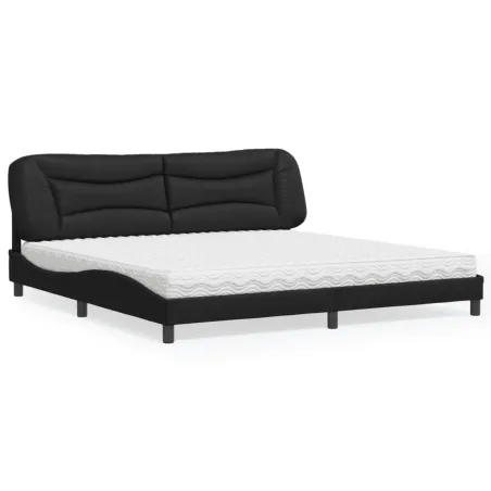 Lit avec matelas Hvar noir 200x200 cm similicuir