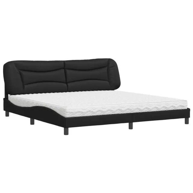 Lit avec matelas Hvar noir 200x200 cm similicuir