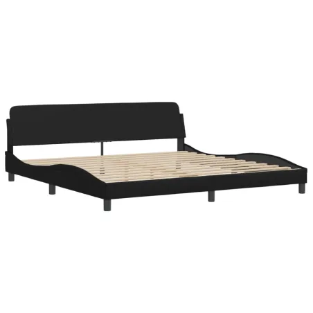 Lit avec matelas Hvar noir 200x200 cm similicuir