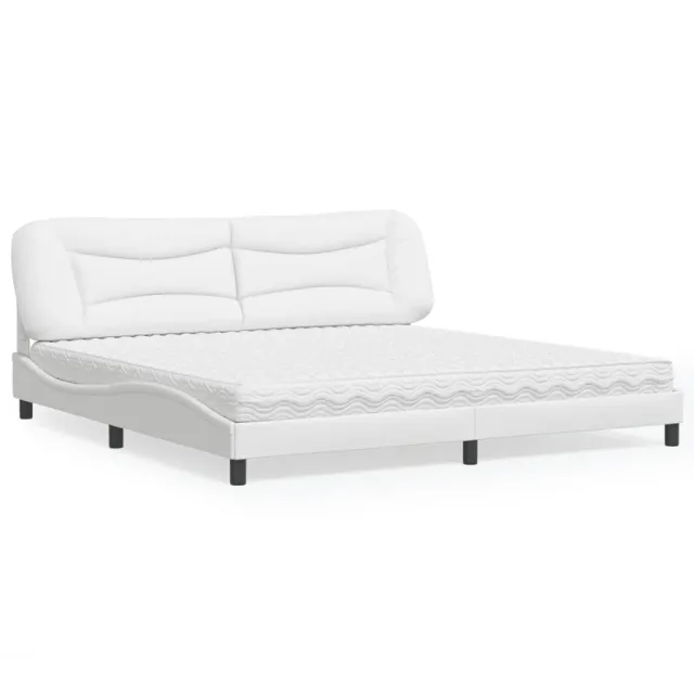 Lit avec matelas Hvar blanc 200x200 cm similicuir