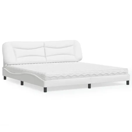 Lit avec matelas Hvar blanc 200x200 cm similicuir