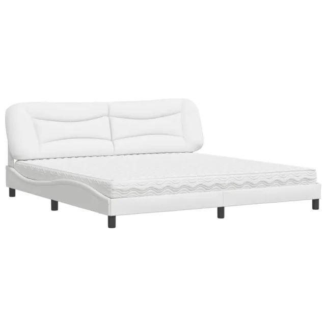 Lit avec matelas Hvar blanc 200x200 cm similicuir