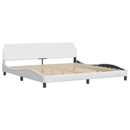 Lit avec matelas Hvar blanc 200x200 cm similicuir
