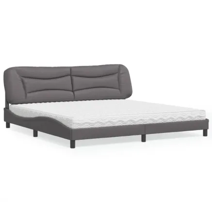 Lit avec matelas Hvar gris 200x200 cm similicuir