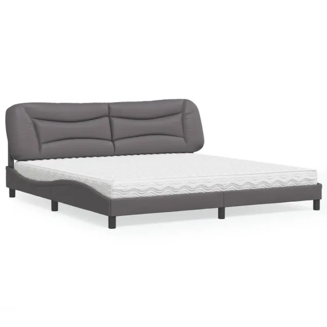 Lit avec matelas Hvar gris 200x200 cm similicuir