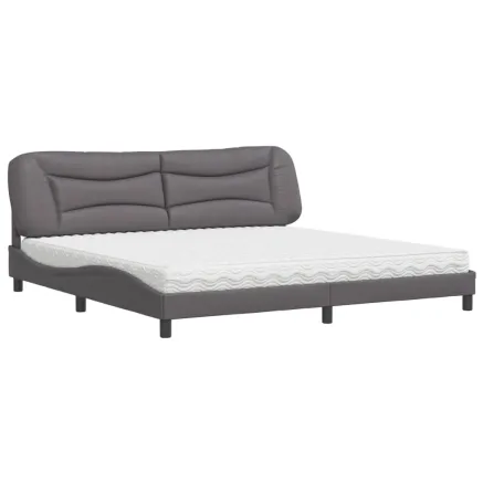 Lit avec matelas Hvar gris 200x200 cm similicuir 2