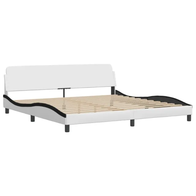 Lit avec matelas Hvar blanc et noir 200x200 cm similicuir