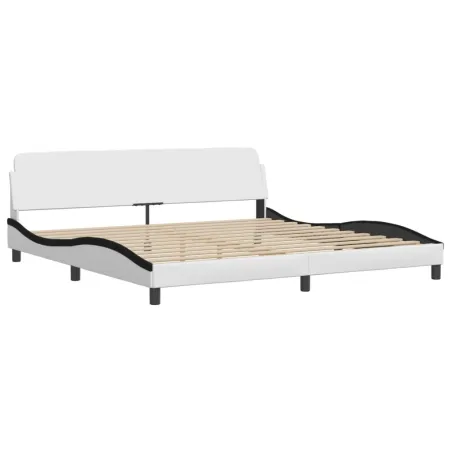 Lit avec matelas Hvar blanc et noir 200x200 cm similicuir