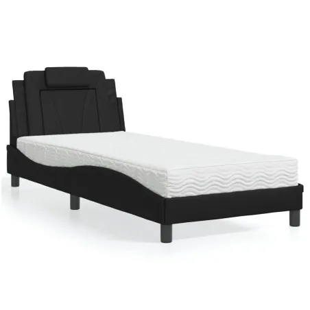 Lit Viana avec matelas noir 80x200 cm similicuir