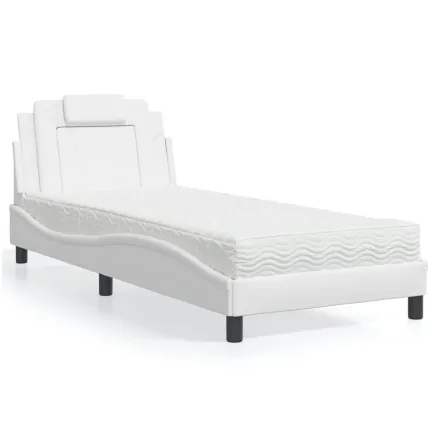 Lit Viana avec matelas blanc 80x200 cm similicuir
