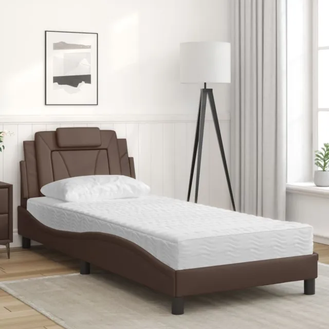 Lit Viana avec matelas marron 80x200 cm similicuir