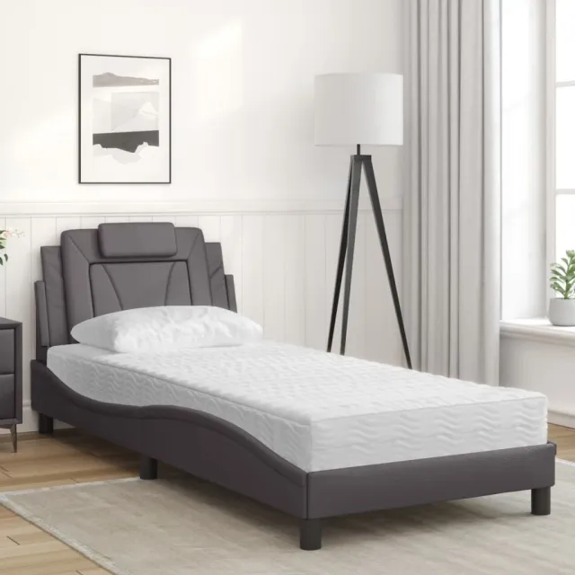 Lit Viana avec matelas gris 80x200 cm similicuir