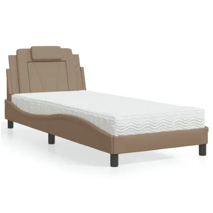 Lit Viana avec matelas cappuccino 80x200 cm similicuir