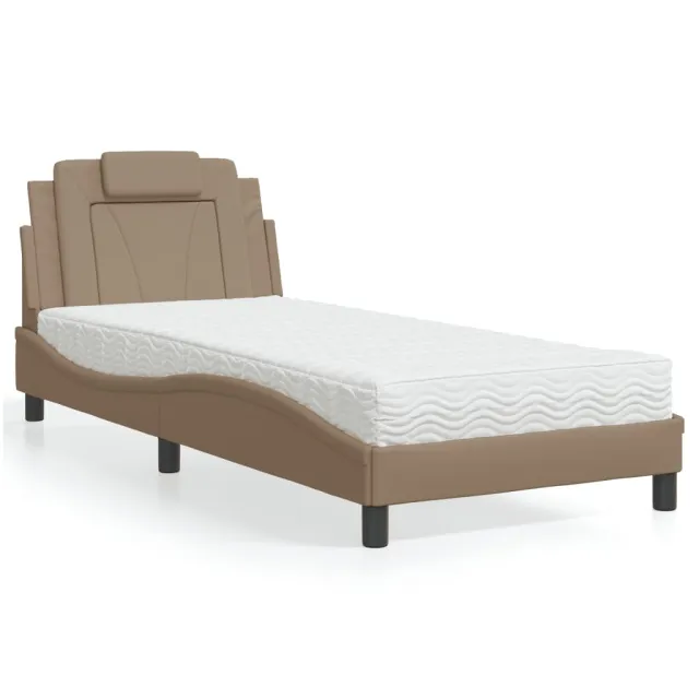 Lit Viana avec matelas cappuccino 80x200 cm similicuir