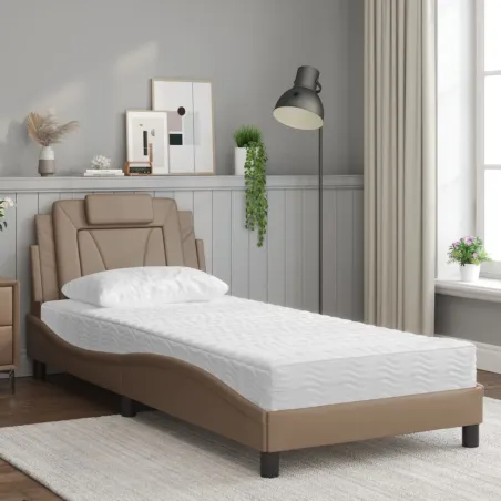 Lit Viana avec matelas cappuccino 80x200 cm similicuir