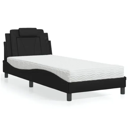 Lit Viana avec matelas noir 90x190 cm similicuir