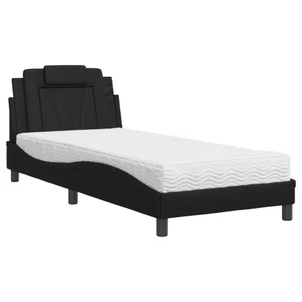 Lit Viana avec matelas noir 90x190 cm similicuir 2
