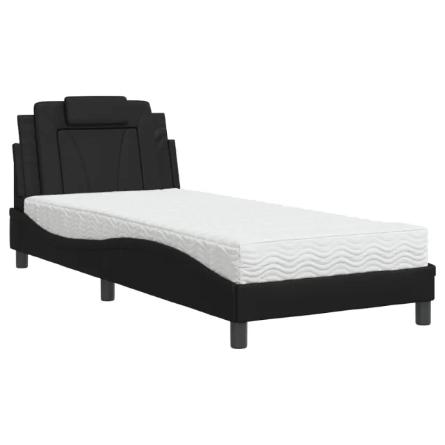 Lit Viana avec matelas noir 90x190 cm similicuir