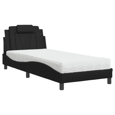 Lit Viana avec matelas noir 90x190 cm similicuir