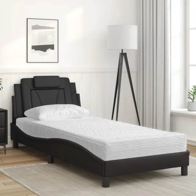 Lit Viana avec matelas noir 90x190 cm similicuir