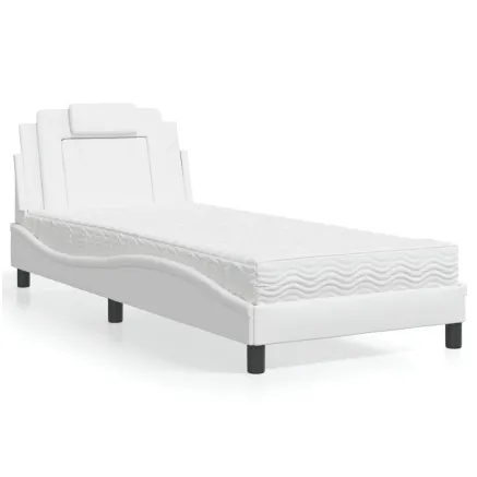 Lit Viana avec matelas blanc 90x190 cm similicuir