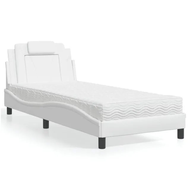 Lit Viana avec matelas blanc 90x190 cm similicuir