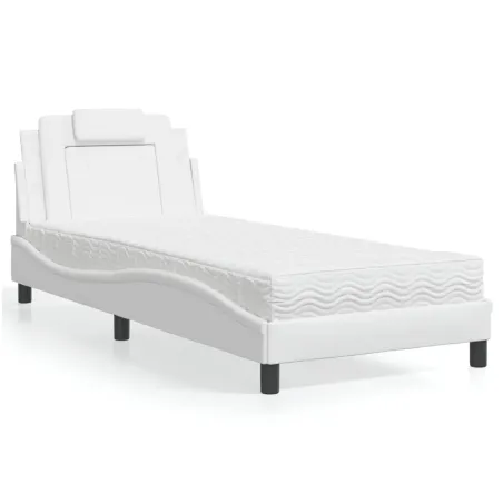 Lit Viana avec matelas blanc 90x190 cm similicuir