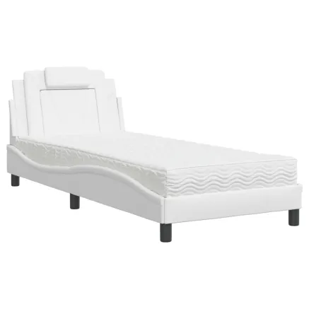 Lit Viana avec matelas blanc 90x190 cm similicuir 2