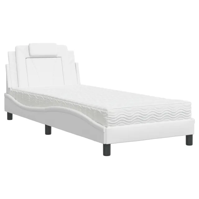 Lit Viana avec matelas blanc 90x190 cm similicuir