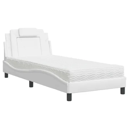 Lit Viana avec matelas blanc 90x190 cm similicuir