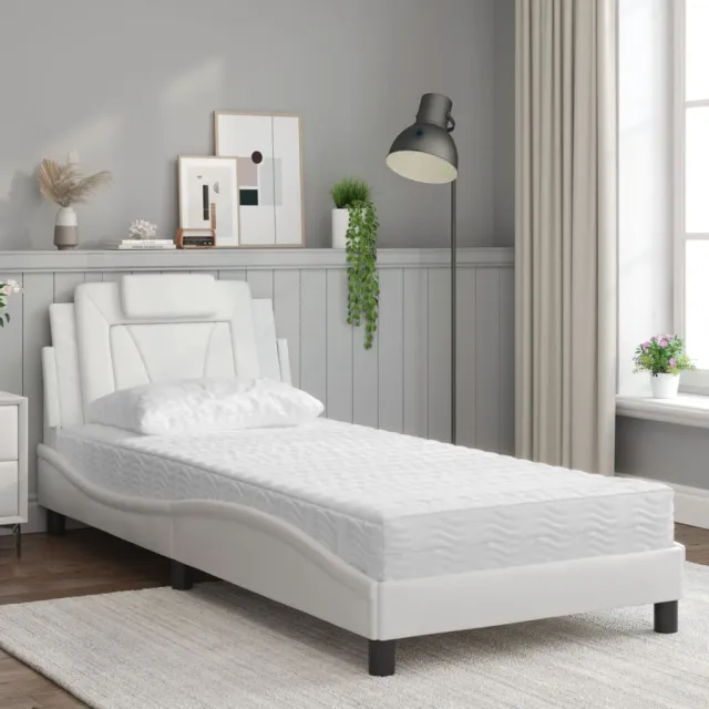 Lit Viana avec matelas blanc 90x190 cm similicuir