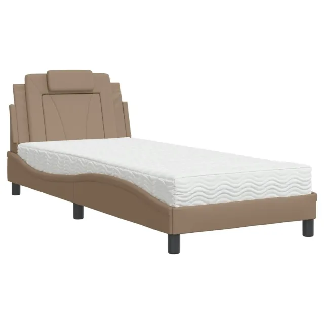 Lit Viana avec matelas cappuccino 90x190 cm similicuir