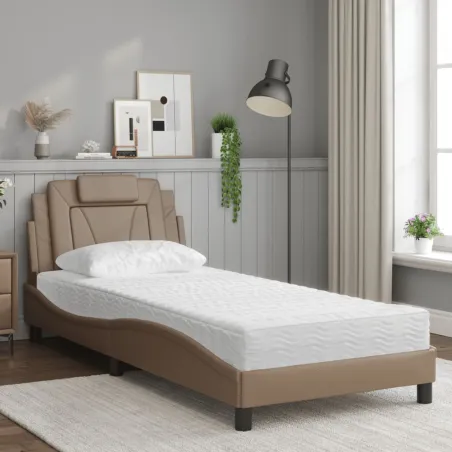 Lit Viana avec matelas cappuccino 90x190 cm similicuir