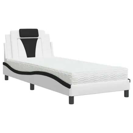 Lit Viana avec matelas blanc et noir 90x190 cm similicuir 2