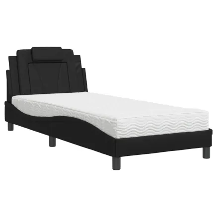 Lit Viana avec matelas noir 90x200 cm similicuir 2