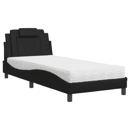 Lit Viana avec matelas noir 90x200 cm similicuir