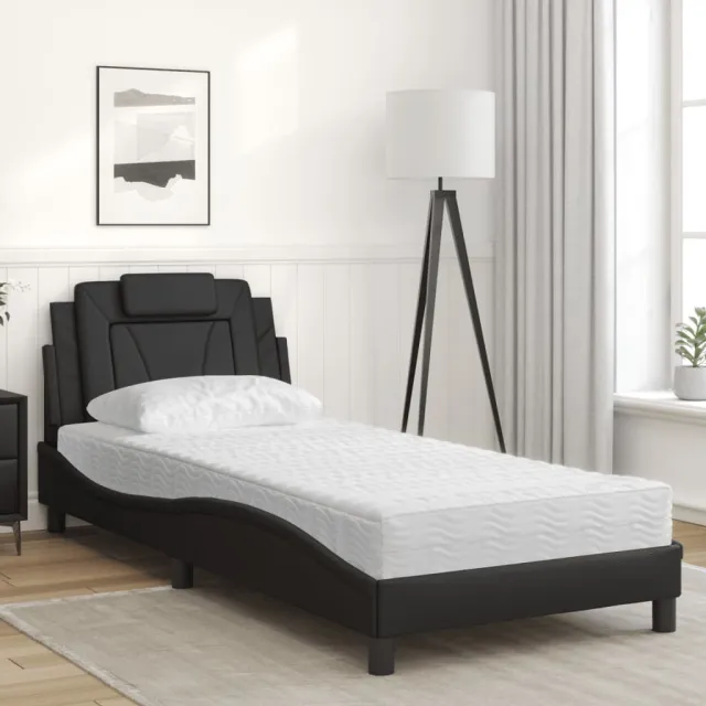Lit Viana avec matelas noir 90x200 cm similicuir