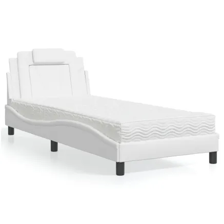 Lit Viana avec matelas blanc 90x200 cm similicuir
