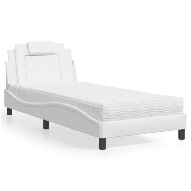 Lit Viana avec matelas blanc 90x200 cm similicuir
