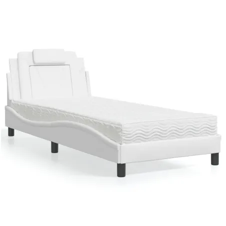 Lit Viana avec matelas blanc 90x200 cm similicuir