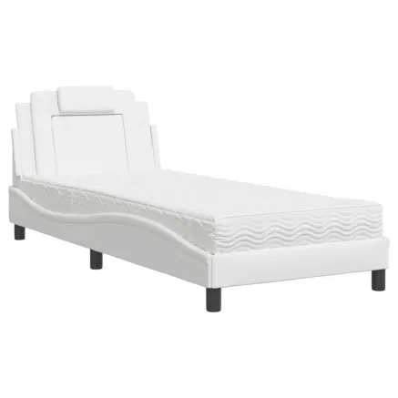 Lit Viana avec matelas blanc 90x200 cm similicuir 2
