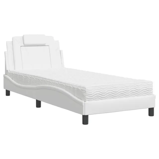 Lit Viana avec matelas blanc 90x200 cm similicuir