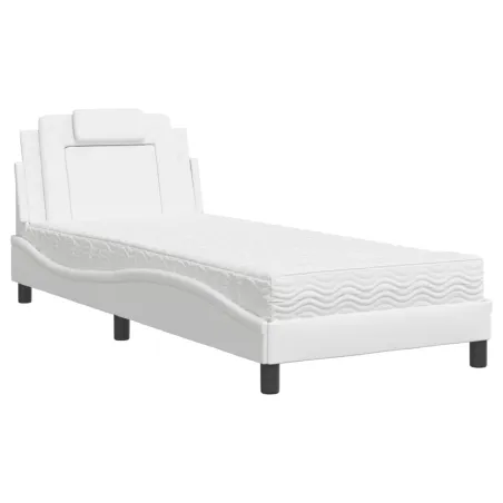 Lit Viana avec matelas blanc 90x200 cm similicuir