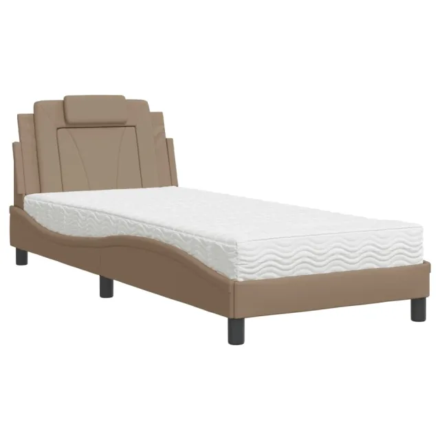 Lit Viana avec matelas cappuccino 90x200 cm similicuir